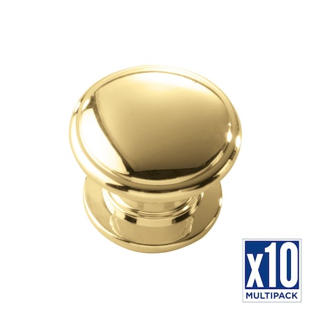 Hickory Hardware Knob 1-1/4 Inch Diameter, 10PK P3053-PB-10B